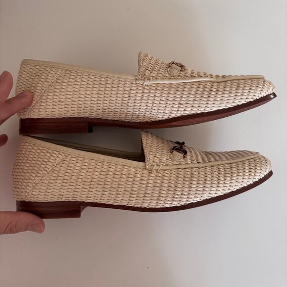 Sam Edelman Loraine Bit Loafer in Cream Linen Raffia 8.5 - Picture 3 of 11